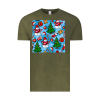 Vintage Olive christmas trees and snow seamless pattern Vintage Tee - BundleAndBundleShop