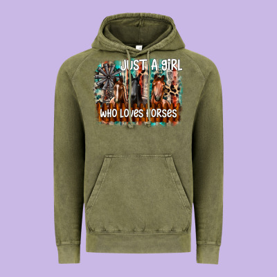 Just A Girl Who Loves Horses Vintage Hoodie Designed By Cowhidedigitalart
