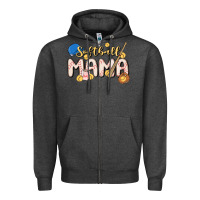 Charcoal Heather softball MAMA Zipper Hoodie - MaliasSmallBusiness