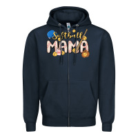 Navy softball MAMA Zipper Hoodie - MaliasSmallBusiness