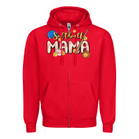Red softball MAMA Zipper Hoodie - MaliasSmallBusiness