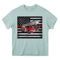 Arona thin red line American flag fire truck Heavy Core Tee - Artiststas