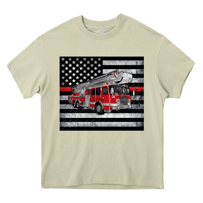 Thin Red Line American Flag Fire Truck Heavy Core Tee by Artiststas | Teevron