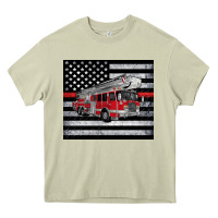 Mossy thin red line American flag fire truck Heavy Core Tee - Artiststas