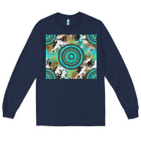 Navy gemstone leopard cowhide Long Sleeve Tee - NancyCooperArtShop