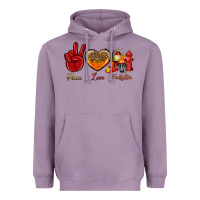 Lavender Peace Love Firefighter Heavyweight Hoodie - BundleAndBundleShop