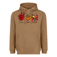 Toasted Coconut Peace Love Firefighter Heavyweight Hoodie - BundleAndBundleShop