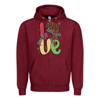 Burgundy love juneteenth Zipper Hoodie - MaliasSmallBusiness