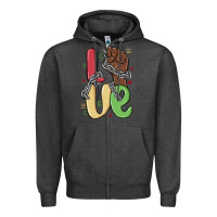 Charcoal Heather love juneteenth Zipper Hoodie - MaliasSmallBusiness