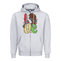 Heather Grey love juneteenth Zipper Hoodie - MaliasSmallBusiness