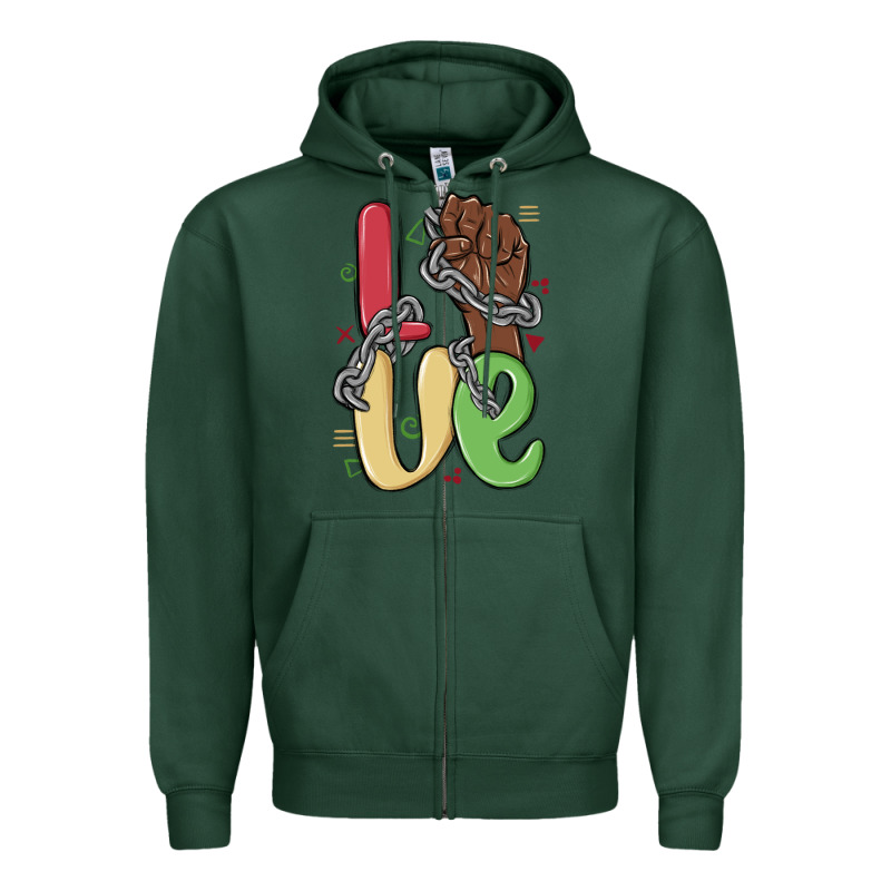 Love Juneteenth Zipper Hoodie by MaliasSmallBusiness | Teevron