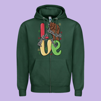 Love Juneteenth Zipper Hoodie Designed By Maliassmallbusiness