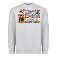 Heather Grey coffee chaos and candy canes Heavyweight Sweatshirt - AdoDesignShop