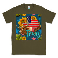 Army Green 4th of july texas map with cow seamless pattern Classic Tee - BundleAndBundleShop