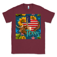 Burgundy 4th of july texas map with cow seamless pattern Classic Tee - BundleAndBundleShop