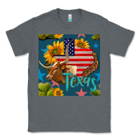Charcoal Heather 4th of july texas map with cow seamless pattern Classic Tee - BundleAndBundleShop