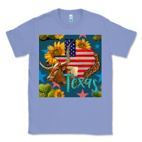 Colony Blue 4th of july texas map with cow seamless pattern Classic Tee - BundleAndBundleShop