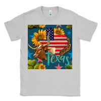 Moon Dust 4th of july texas map with cow seamless pattern Classic Tee - BundleAndBundleShop