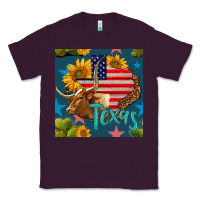 Plum 4th of july texas map with cow seamless pattern Classic Tee - BundleAndBundleShop