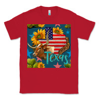 Red 4th of july texas map with cow seamless pattern Classic Tee - BundleAndBundleShop