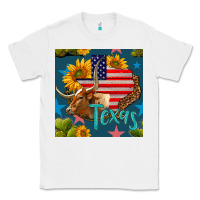 White 4th of july texas map with cow seamless pattern Classic Tee - BundleAndBundleShop