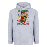Heather Grey Dead Inside But Jolly Af Heavyweight Hoodie - BundleAndBundleShop
