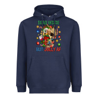 Navy Dead Inside But Jolly Af Heavyweight Hoodie - BundleAndBundleShop
