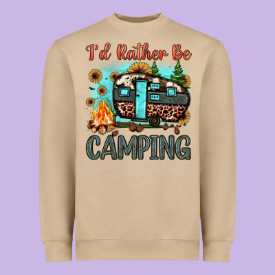 I'd Rather Be Camping Heavyweight Sweatshirt Designed By Jahusdesignshop