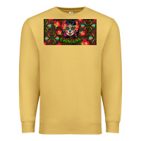 Antique Gold Chingona Sugar Skull License Plate Premium Sweatshirt - BundleAndBundleShop