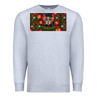 Heather Grey Chingona Sugar Skull License Plate Premium Sweatshirt - BundleAndBundleShop