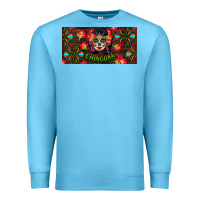 Ocean Blue Chingona Sugar Skull License Plate Premium Sweatshirt - BundleAndBundleShop