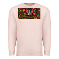 Pale Pink Chingona Sugar Skull License Plate Premium Sweatshirt - BundleAndBundleShop