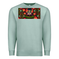 Seafoam Chingona Sugar Skull License Plate Premium Sweatshirt - BundleAndBundleShop