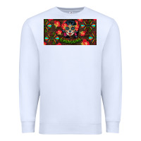 White Chingona Sugar Skull License Plate Premium Sweatshirt - BundleAndBundleShop