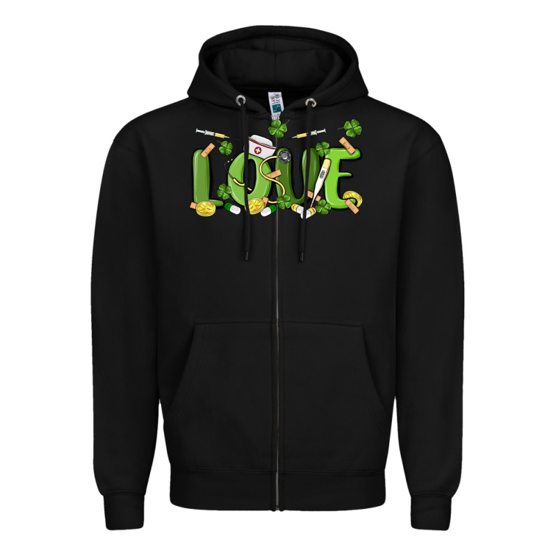 St Patricks Love Nurse Zipper Hoodie by MaliasSmallBusiness | Teevron