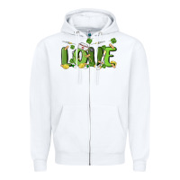 White st patricks love nurse Zipper Hoodie - MaliasSmallBusiness