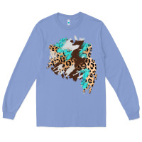 Colony Blue cowhide leopard turquoise patch Long Sleeve Tee - AdoDesignShop