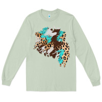 Matcha cowhide leopard turquoise patch Long Sleeve Tee - AdoDesignShop