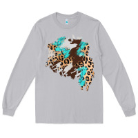 Moon Dust cowhide leopard turquoise patch Long Sleeve Tee - AdoDesignShop