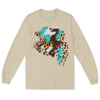 Mushroom cowhide leopard turquoise patch Long Sleeve Tee - AdoDesignShop