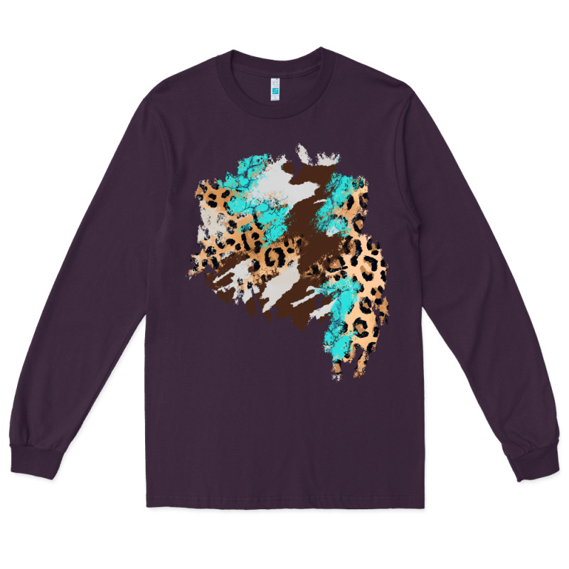 Cowhide Leopard Turquoise Patch Long Sleeve Tee by AdoDesignShop | Teevron