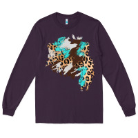 Plum cowhide leopard turquoise patch Long Sleeve Tee - AdoDesignShop