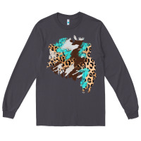 Smoke cowhide leopard turquoise patch Long Sleeve Tee - AdoDesignShop