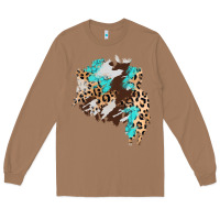 Toasted Coconut cowhide leopard turquoise patch Long Sleeve Tee - AdoDesignShop