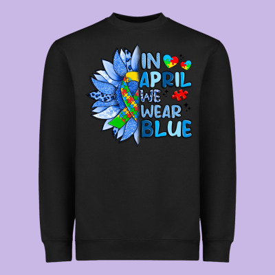 In April We Wear Blue Sunflower Heavyweight Sweatshirt Designed By Artiststas
