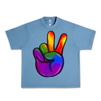 Pebble Blue pride peace hand Urban Heavy Tee - JahusDesignShop