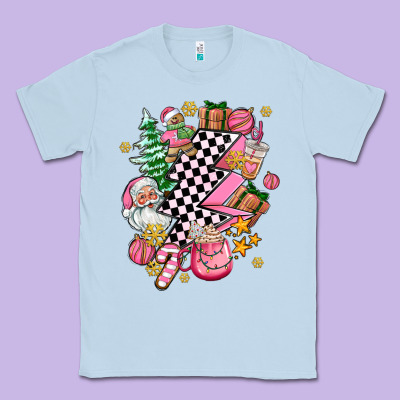 Pink Christmas Lightning Bolt Classic Tee Designed By Adodesignshop