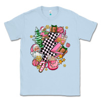 Dusty Blue pink christmas lightning bolt Classic Tee - AdoDesignShop