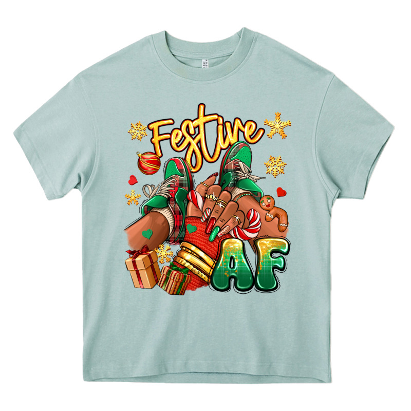 Festive Af Christmas Black Girl Sneakers Heavy Core Tee by RanaPortraitStore | Teevron