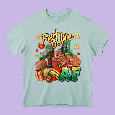 Heavy Core Tee Festive af Christmas black girl sneakers